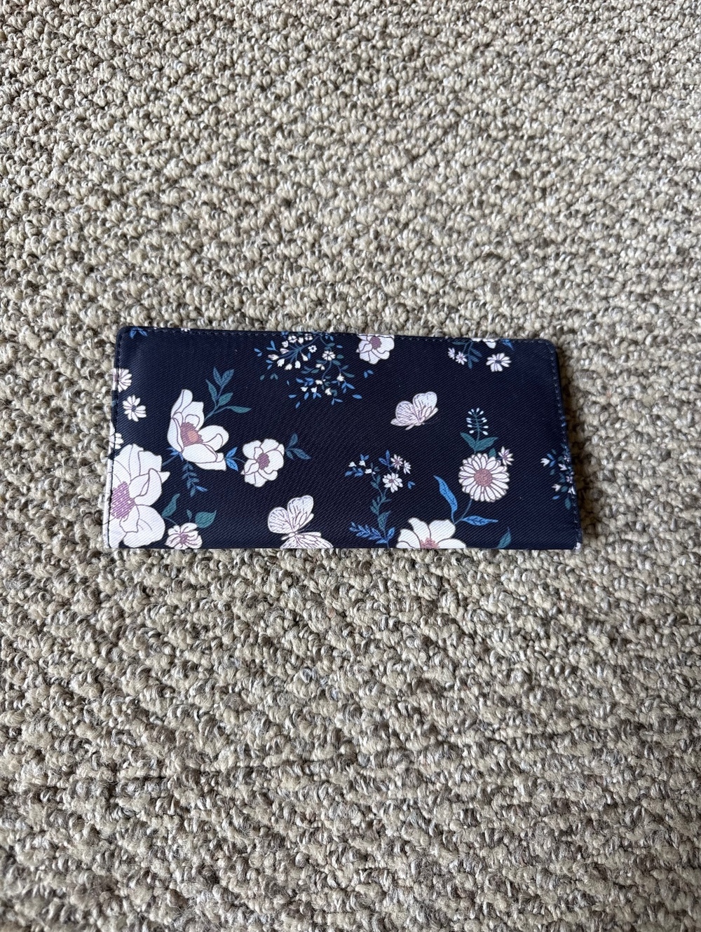 navy floral pattern card wallet